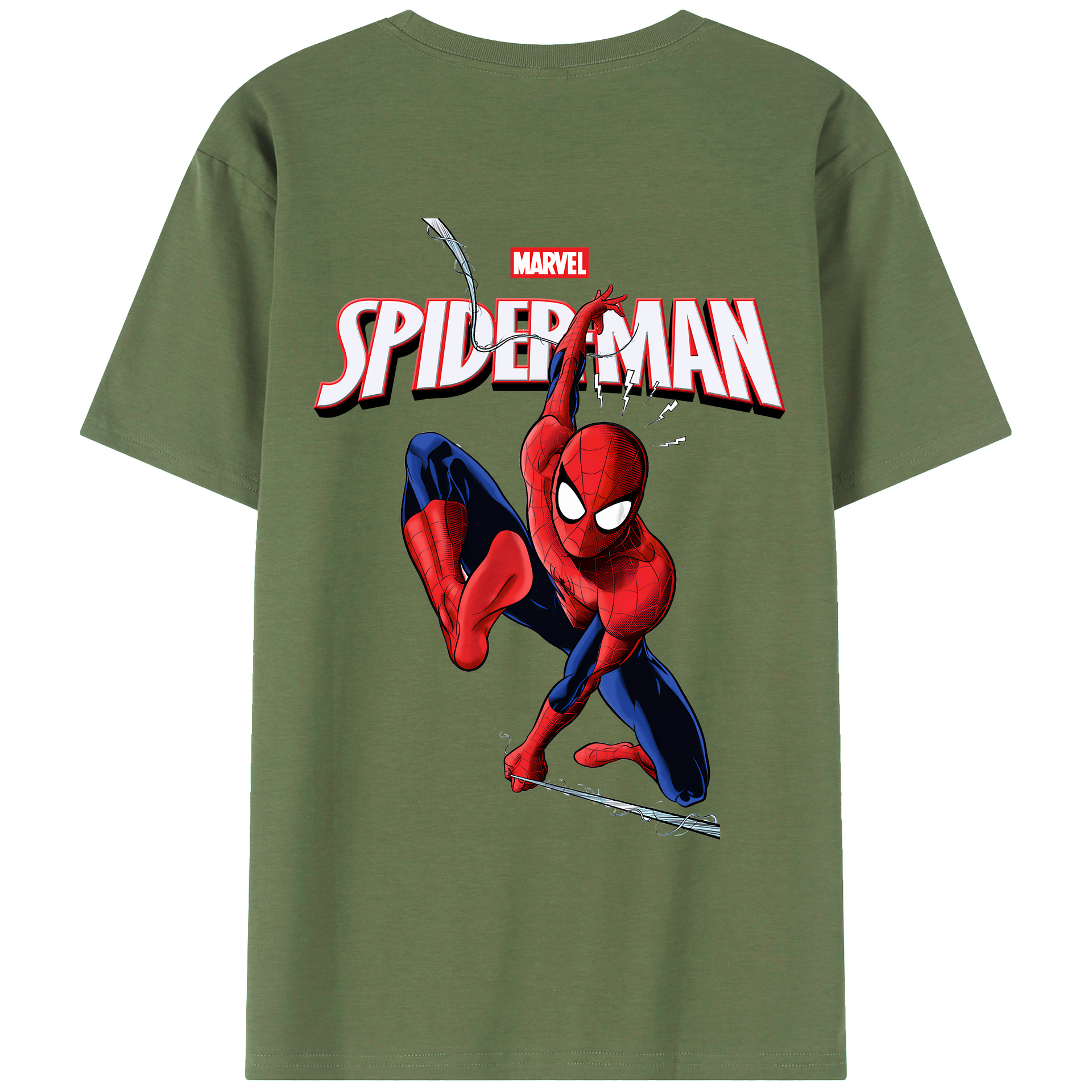 （画像用） Spider Man スパイダーマン 綿100％ メンズ半袖Tシャツ（バックプリント） 通気性